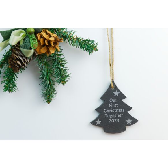 Personalised Slate Christmas Decoration - Tree