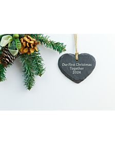 Personalised Slate Christmas Decoration - Heart