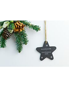 Personalised Slate Christmas Decoration - Star